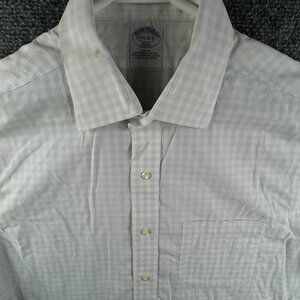 Brooks Brothers Cotton Stretch Button Up Long Sleeve Blue Check 15.5 32/33 Slim